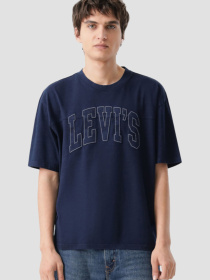 Мужская темно-синяя футболка модель 003QV;0002 Фото