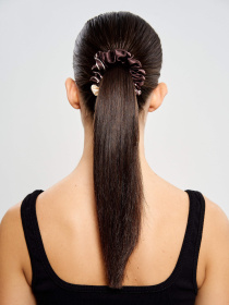 Резинка для волосся з натурального шовку "Ранкова кава" Obiimy модель R-19 Фото