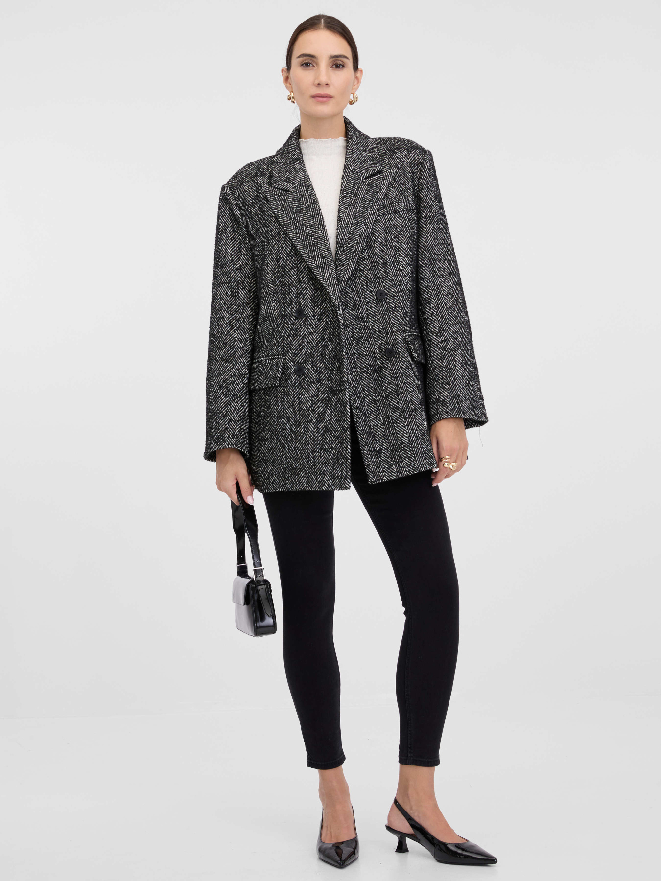 Пальто женское двубортное короткое серое ORSAY (1002110 X19-3911) модель 1002110-X19-3911 Фото