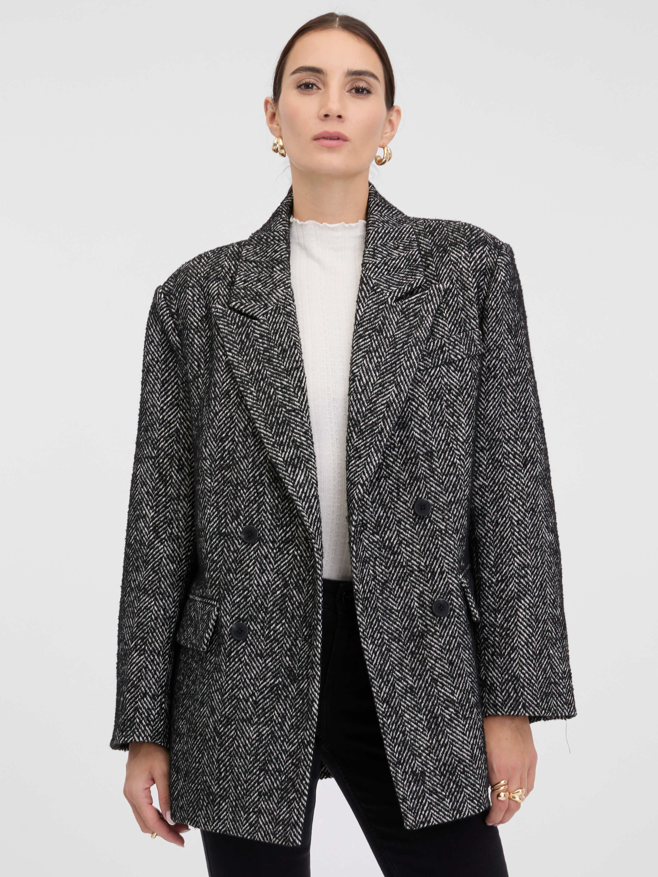 Пальто женское двубортное короткое серое ORSAY (1002110 X19-3911) модель 1002110-X19-3911 Фото