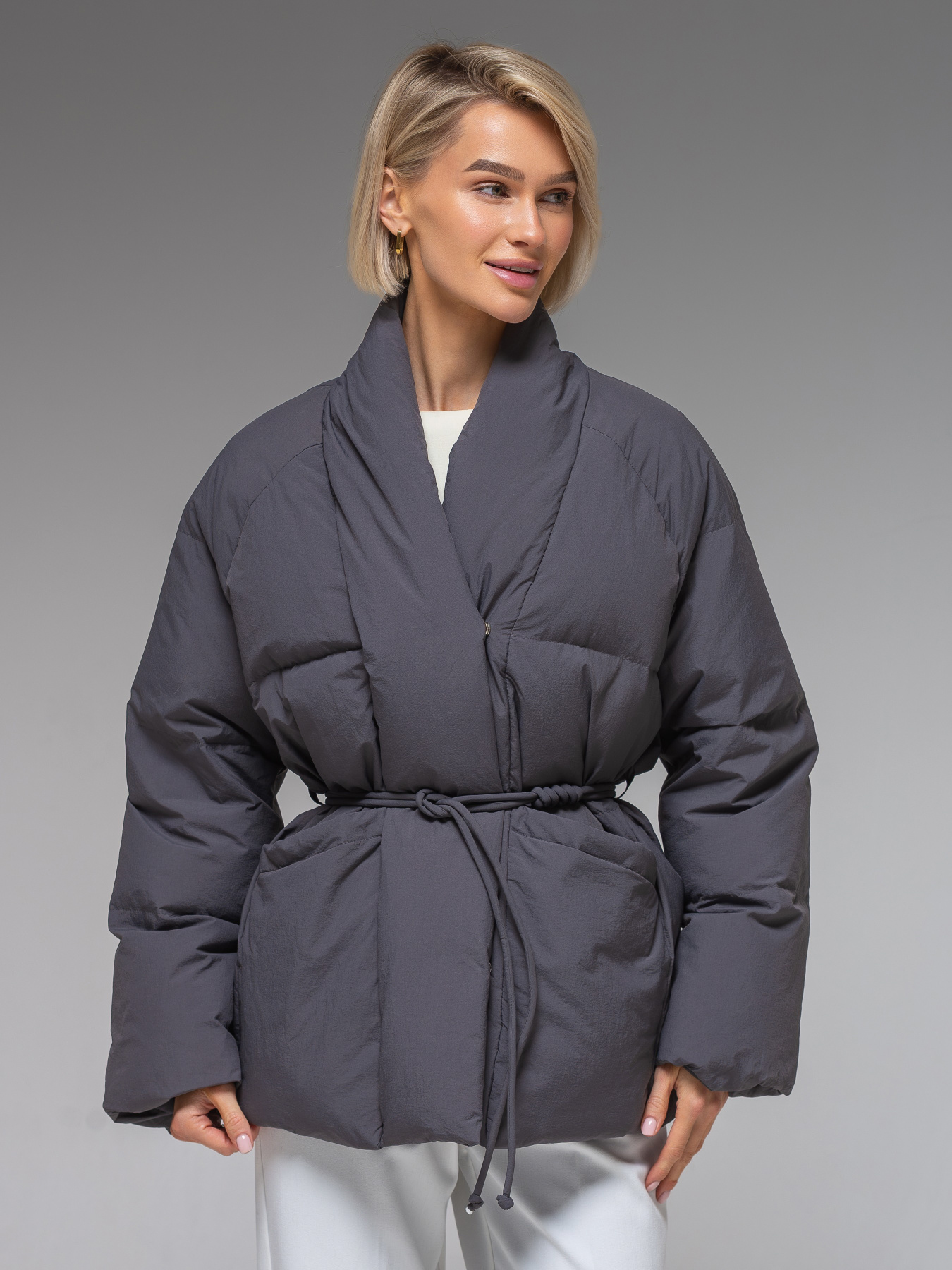 Женская демисезонная куртка ультралегкая весна-осень Viva Wear модель 186 модель 186-gray Фото