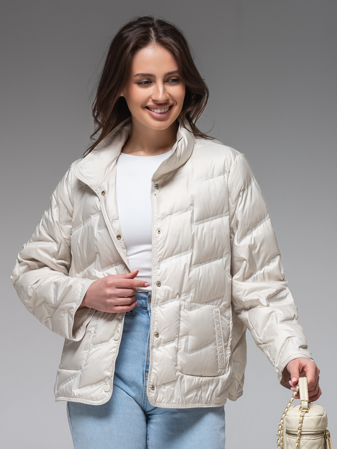 Демісезонна жіноча куртка ультралегка весна-осінь Viva Wear модель 6309 модель 6309-milky Фото