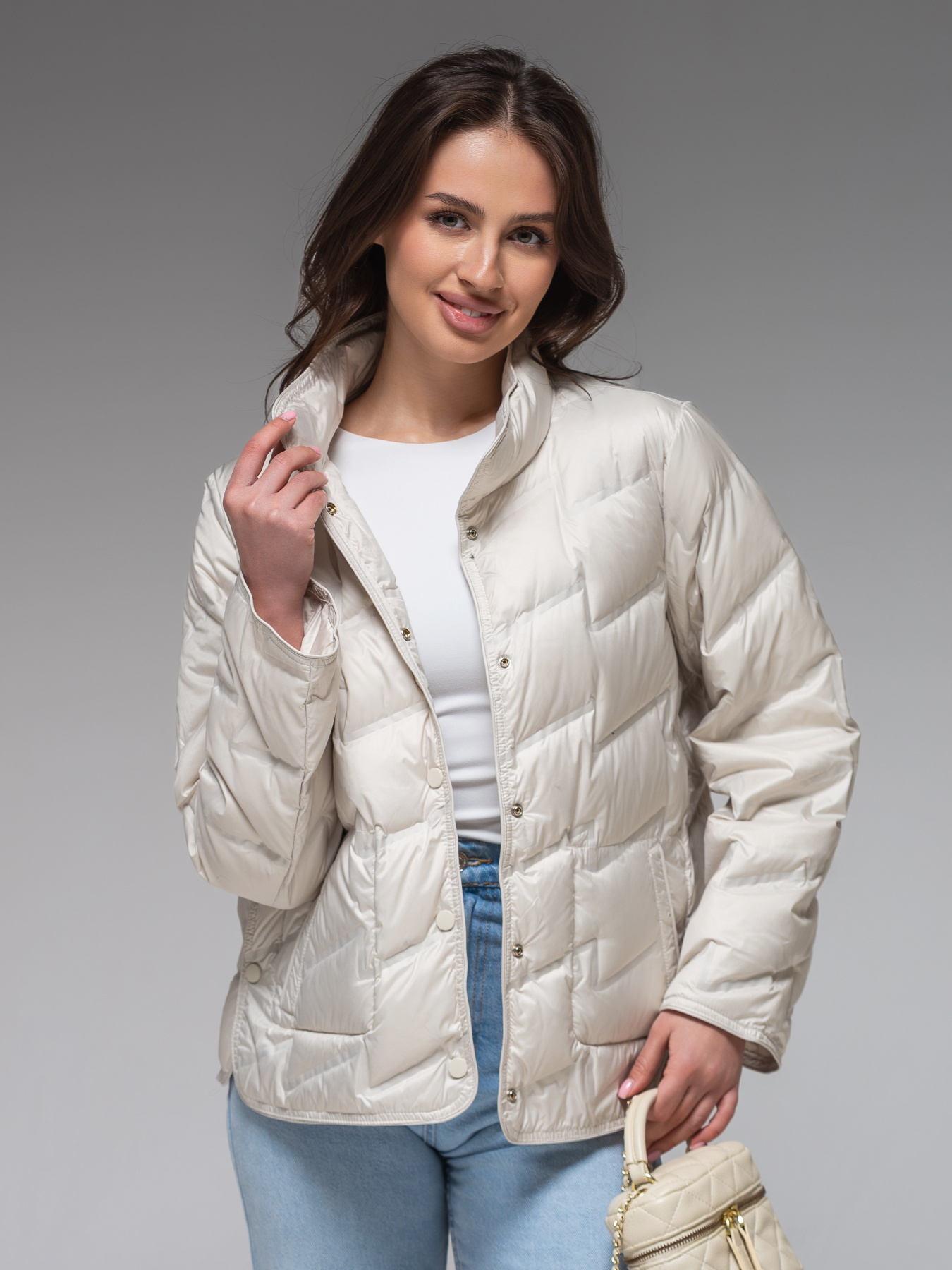 Демісезонна куртка VIVA WEAR модель 6309-milky Фото