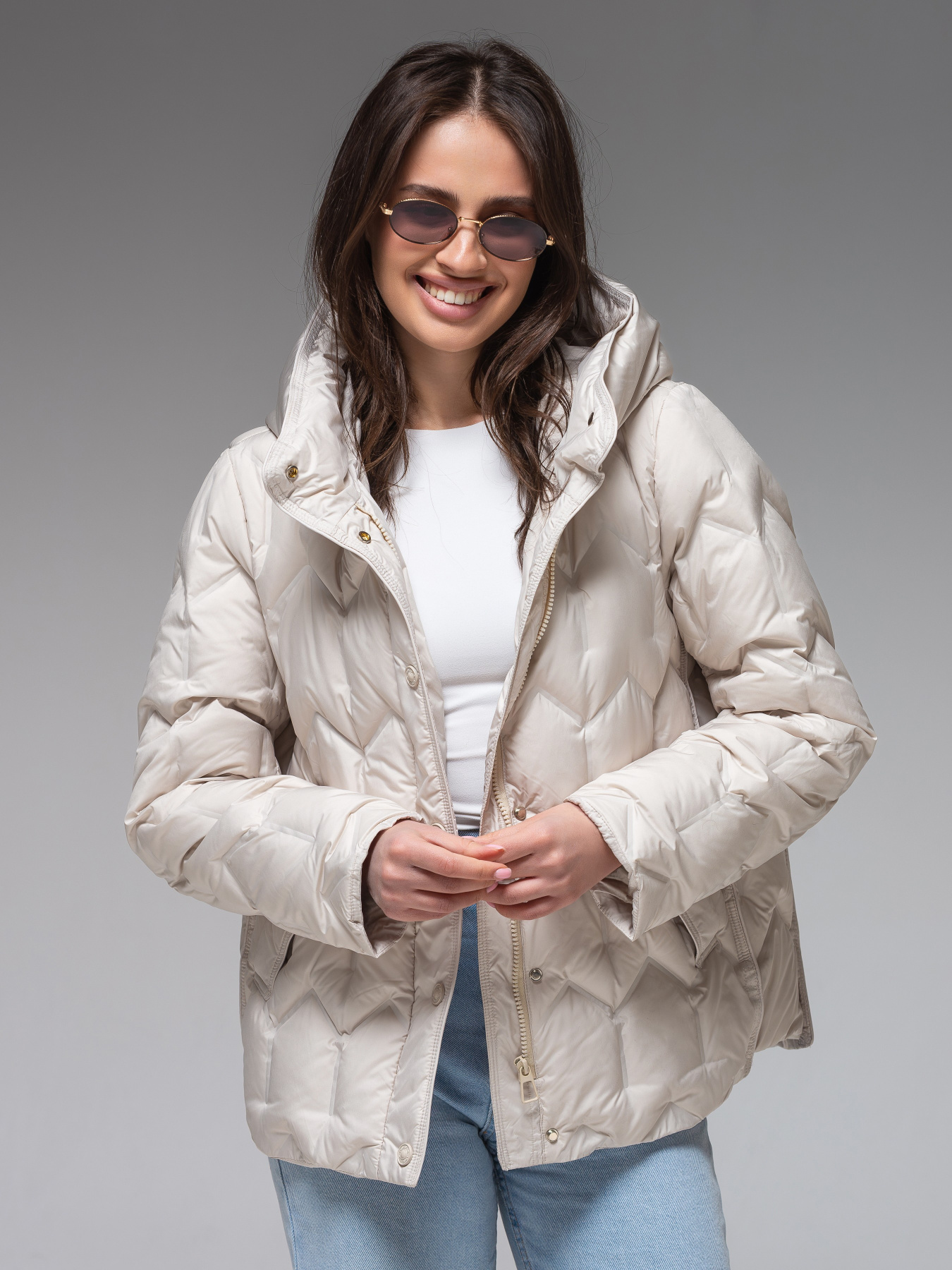 Демісезонна жіноча куртка ультралегка весна-осінь Viva Wear модель 6538 модель 6538-milky Фото