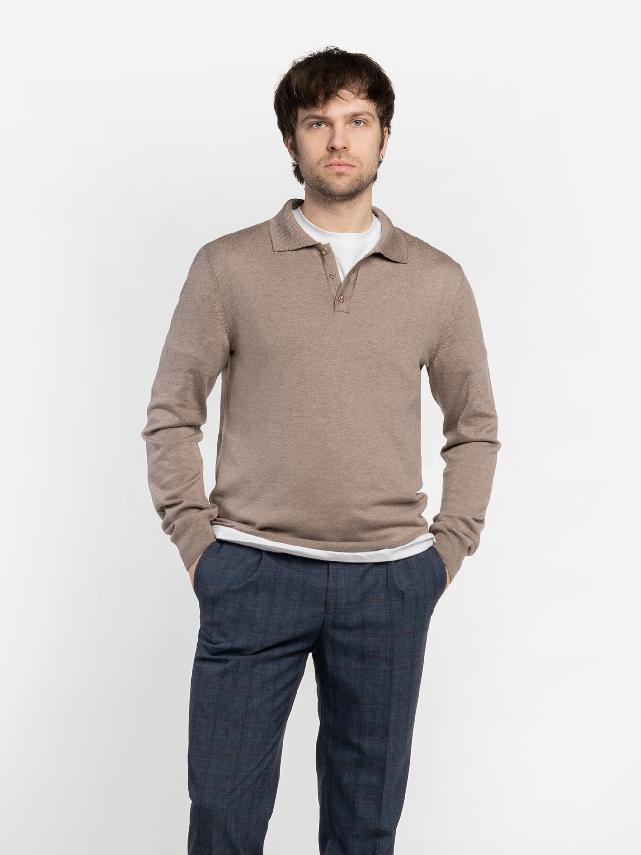 Чоловіче Поло Arber  (M10.34.16.532) колір бежевий, матеріал вовна/поліестер