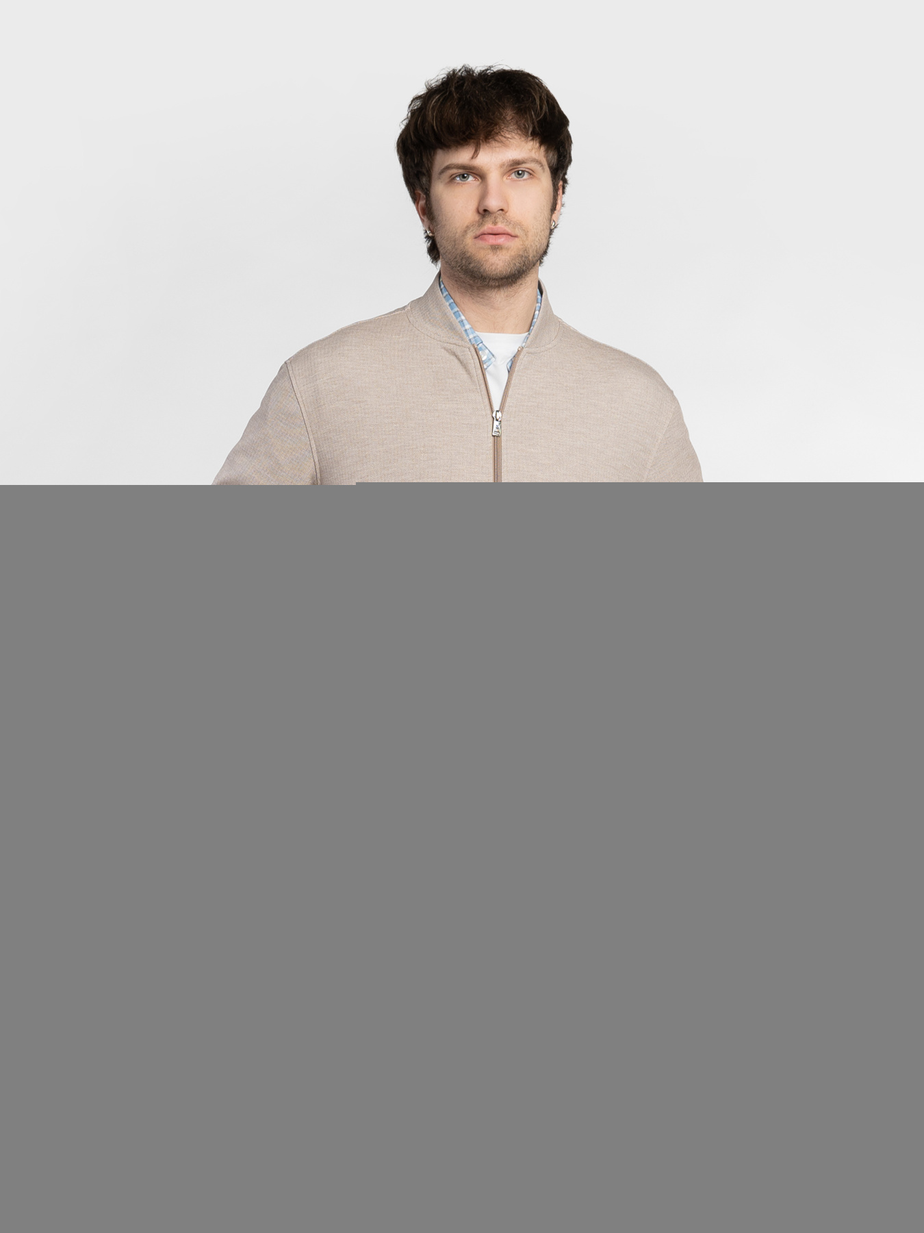 Бомбер чоловічий M17.12.16.611 Arber бежевий трикотажний модель M17.12.16.611 Фото