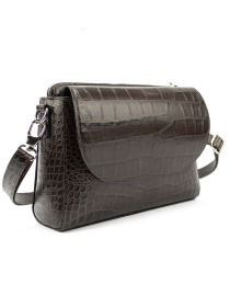 Сумка жіноча кросбоді на плече з натуральної шкіри з тисненням кроко повсякденна модель F-IT-9804DBCR Фото