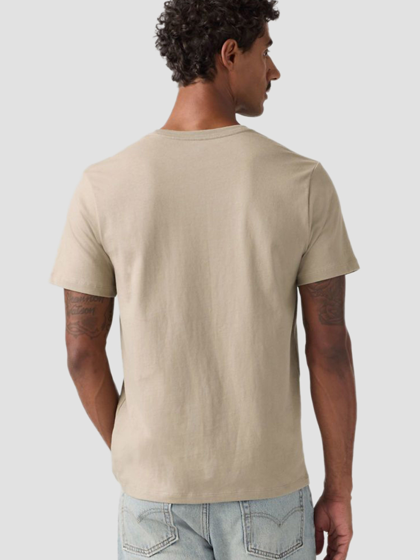 Мужская бежевая футболка модель 56605;0301 Фото
