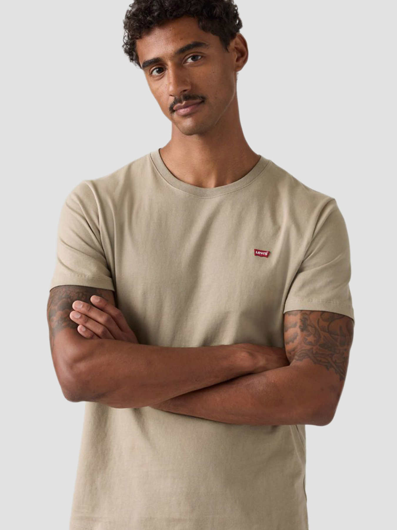 Мужская бежевая футболка модель 56605;0301 Фото