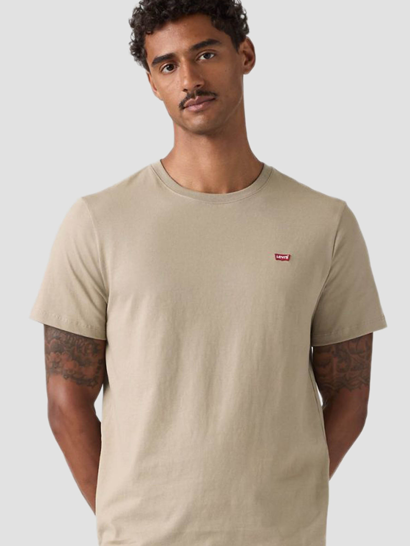 Мужская бежевая футболка модель 56605;0301 Фото