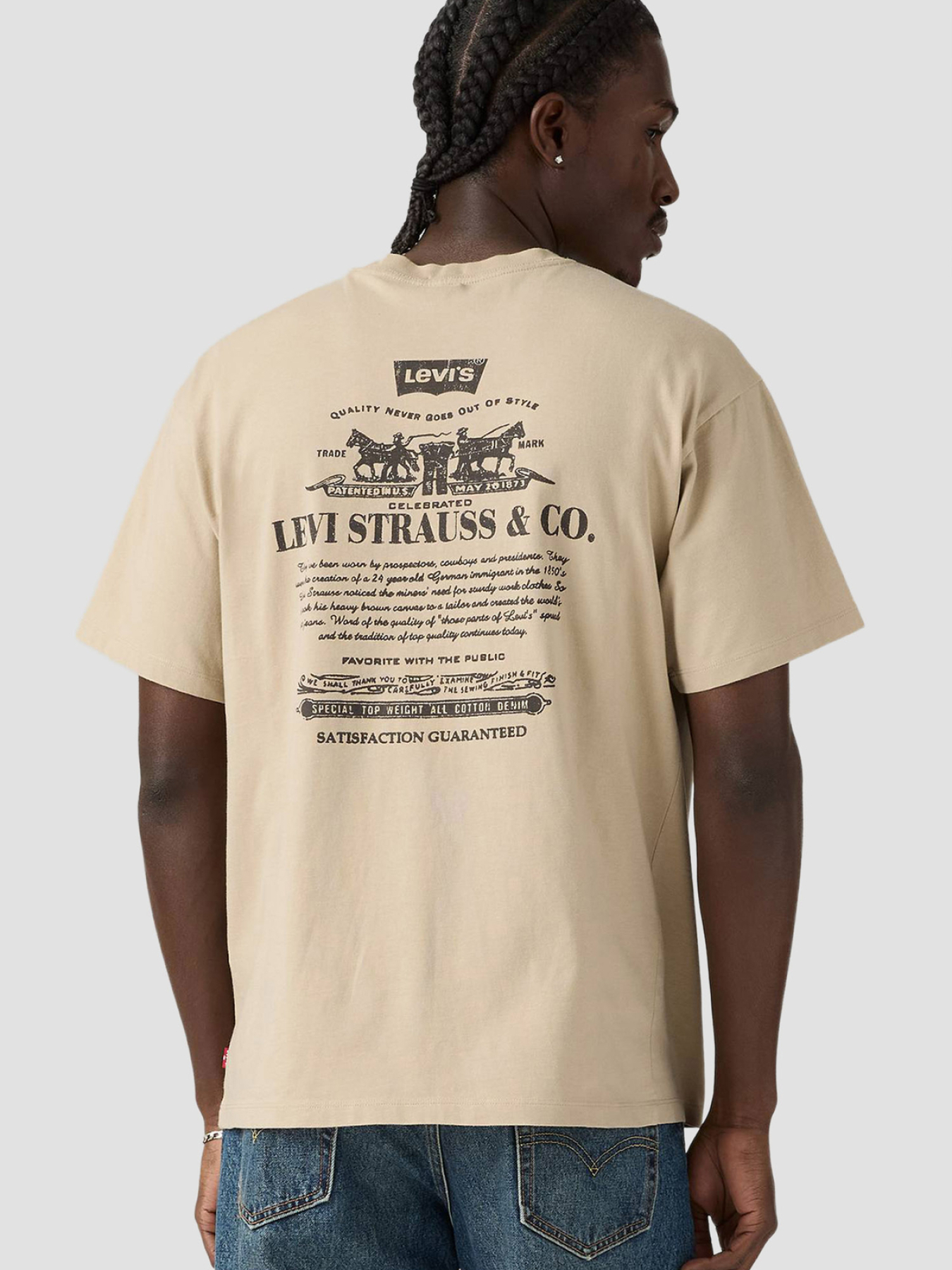 Мужская бежевая футболка модель 87373;0217 Фото