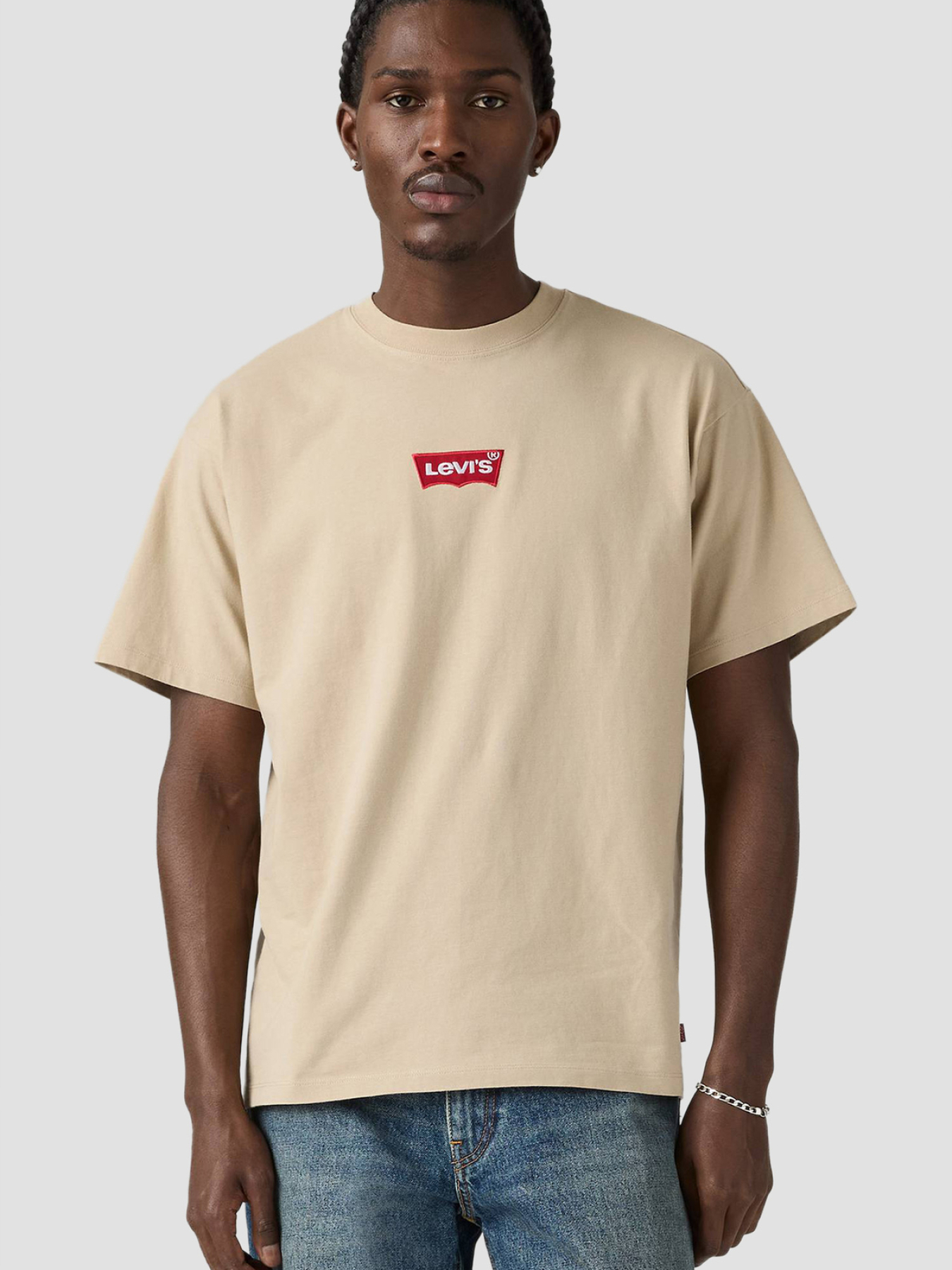 Мужская бежевая футболка модель 87373;0217 Фото