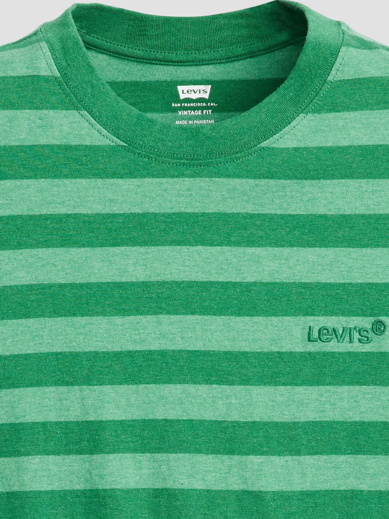 Мужская зеленая футболка в полоску модель A0637;0106 Фото