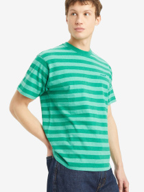 Мужская зеленая футболка в полоску модель A0637;0106 Фото