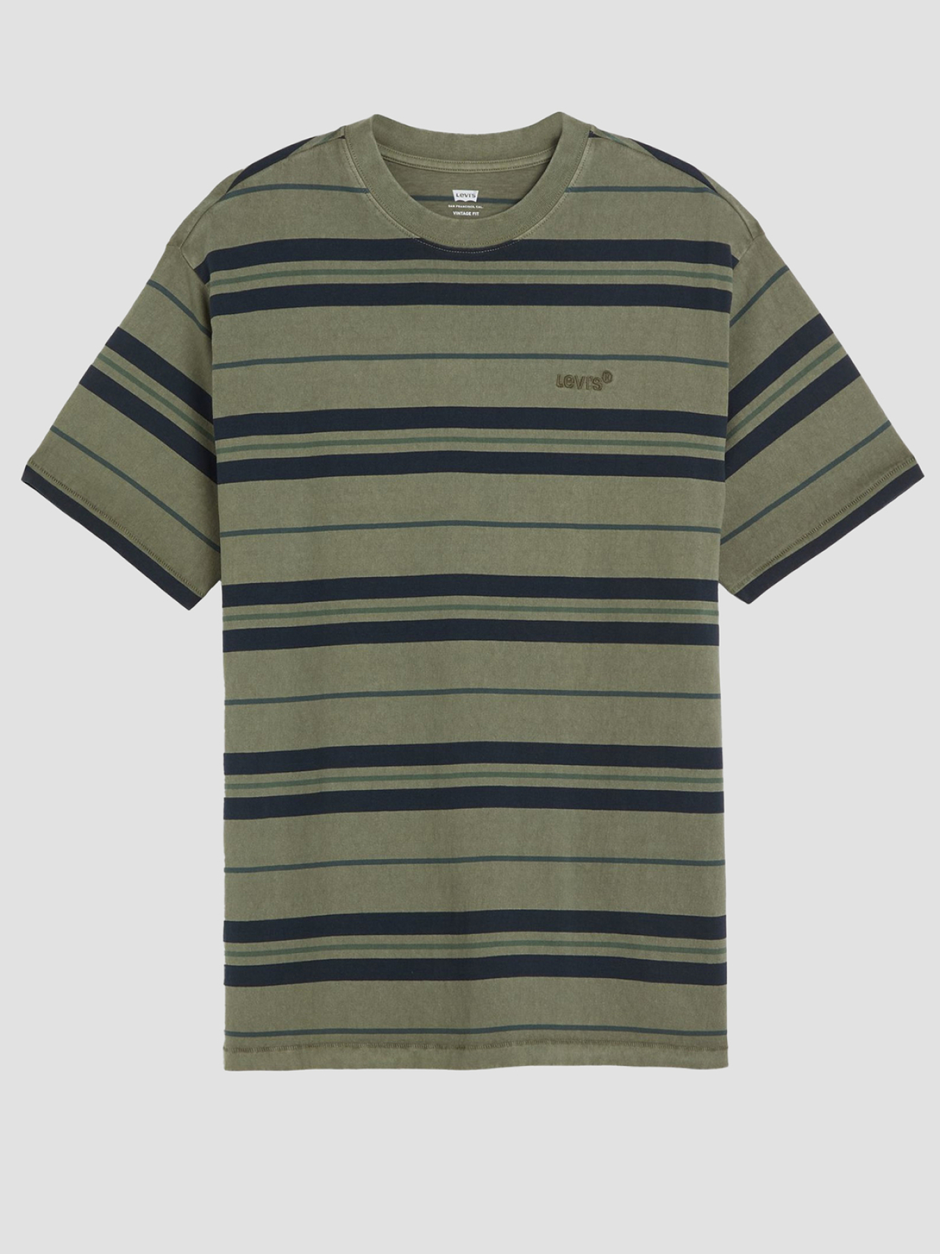 Чоловіча зелена футболка у смужку модель A0637;0143 Фото