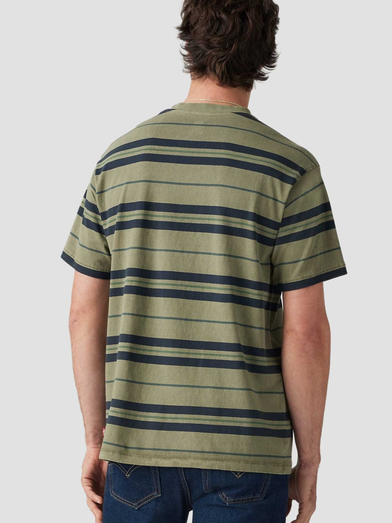Чоловіча зелена футболка у смужку модель A0637;0143 Фото