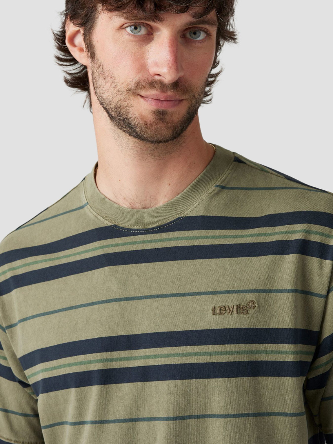 Чоловіча зелена футболка у смужку модель A0637;0143 Фото