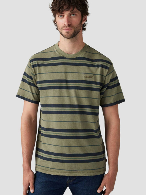 Чоловіча зелена футболка у смужку модель A0637;0143 Фото