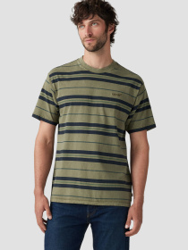 Чоловіча зелена футболка у смужку модель A0637;0143 Фото