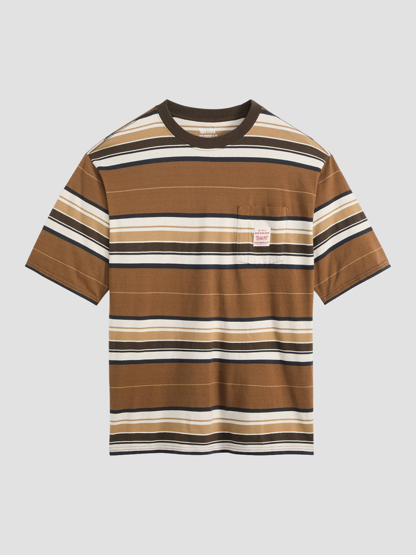 Чоловіча бежева футболка у смужку модель A5850;0019 Фото