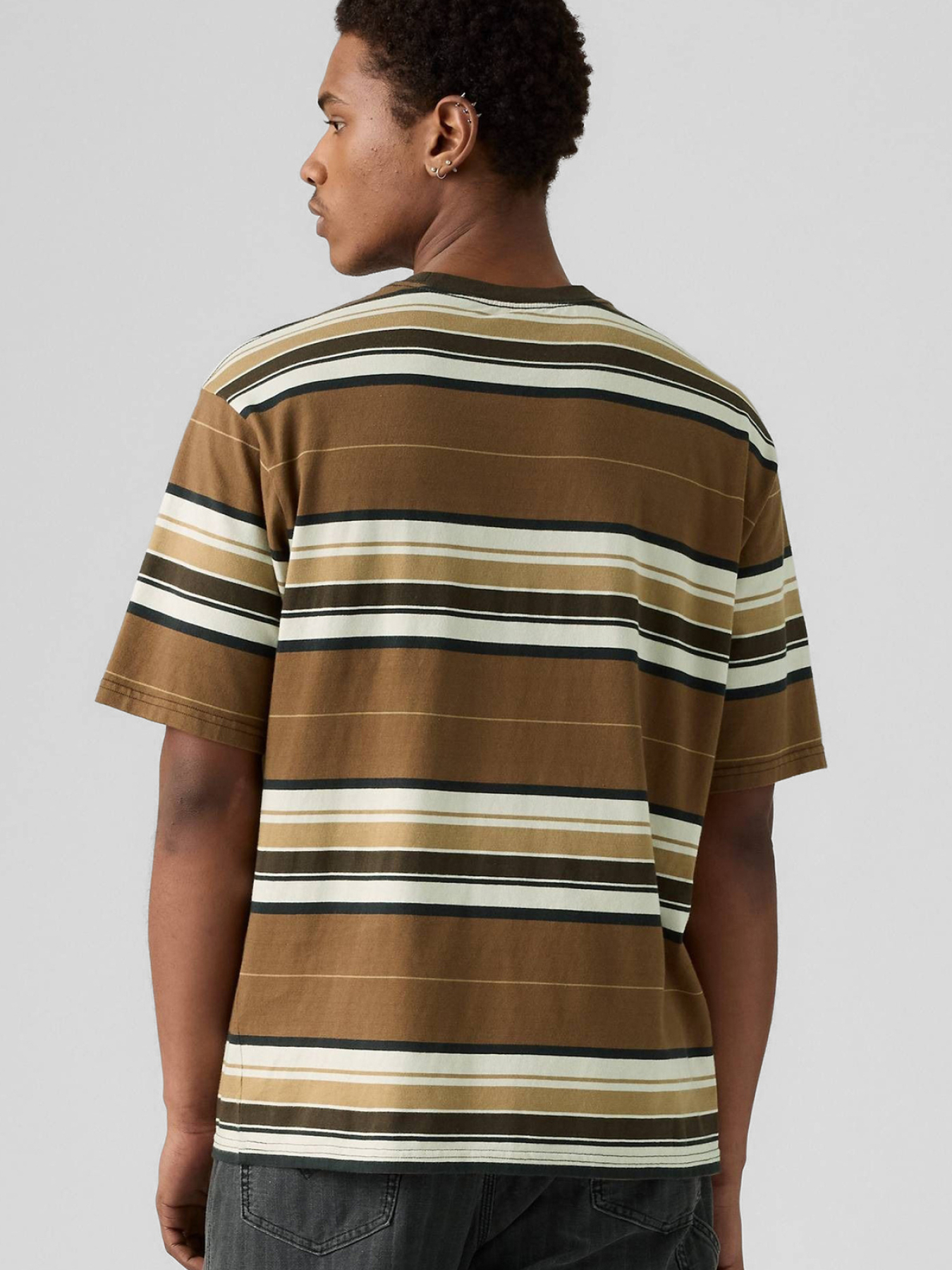 Чоловіча бежева футболка у смужку модель A5850;0019 Фото