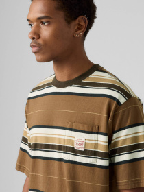 Чоловіча бежева футболка у смужку модель A5850;0019 Фото