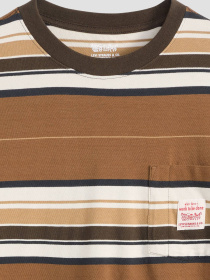 Чоловіча бежева футболка у смужку модель A5850;0019 Фото