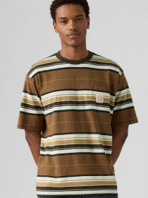 Чоловіча бежева футболка у смужку модель A5850;0019 Фото