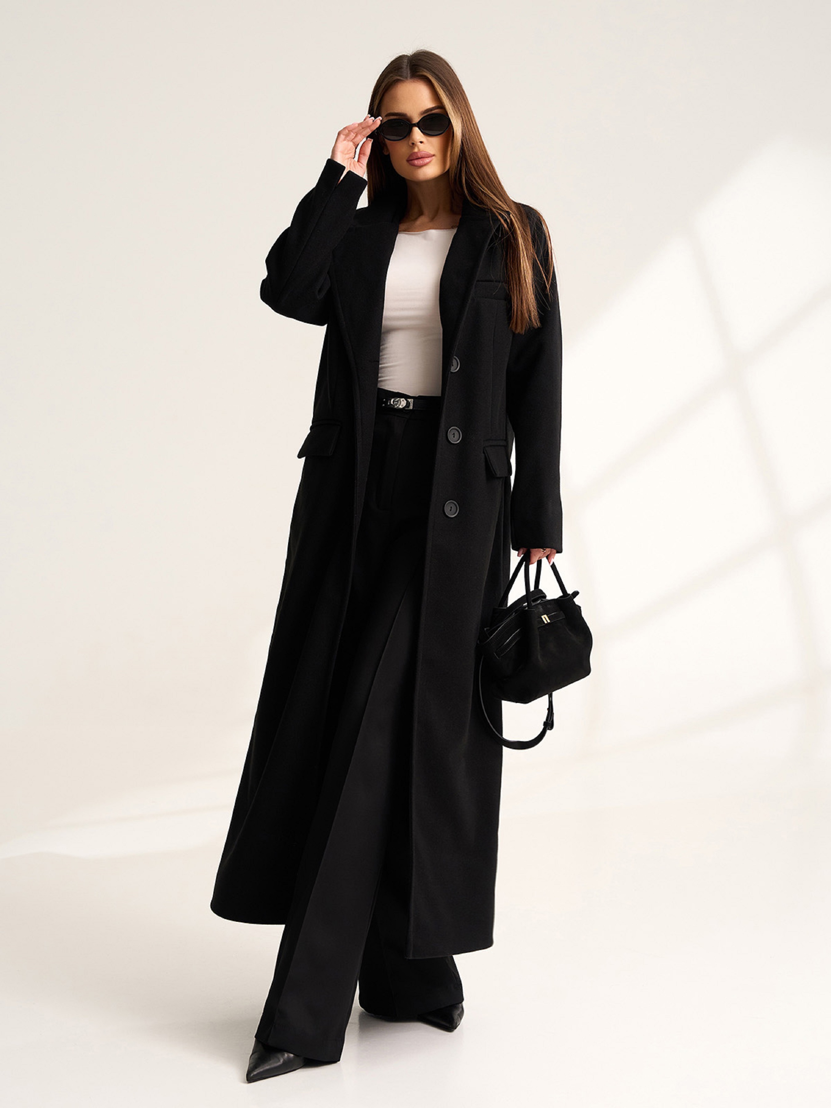 Жіноче Пальто ISSA Plus  (15536_black) колір чорний, матеріал кашемір
