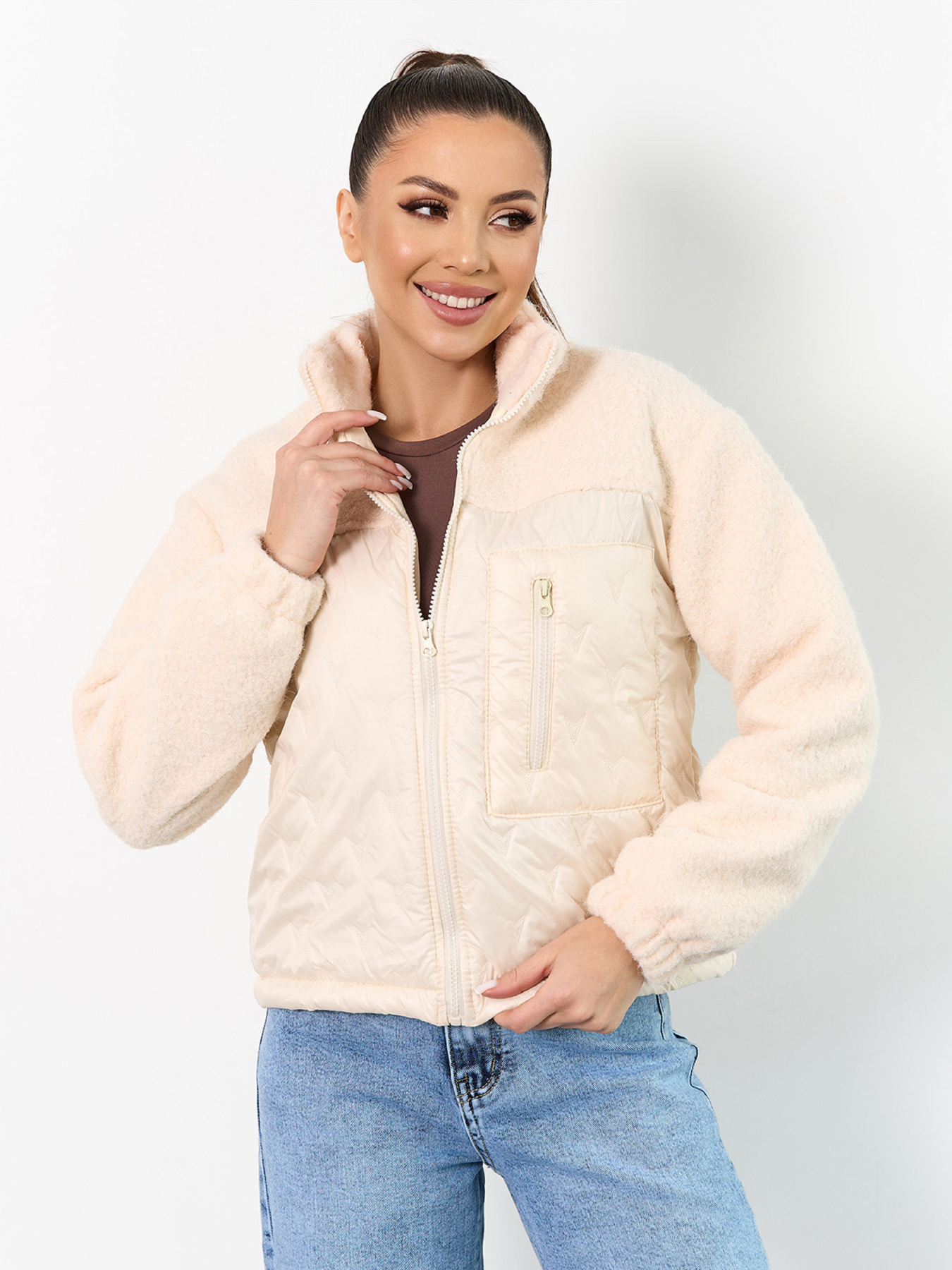 Жіночі куртки модель SA-704_молочный Фото