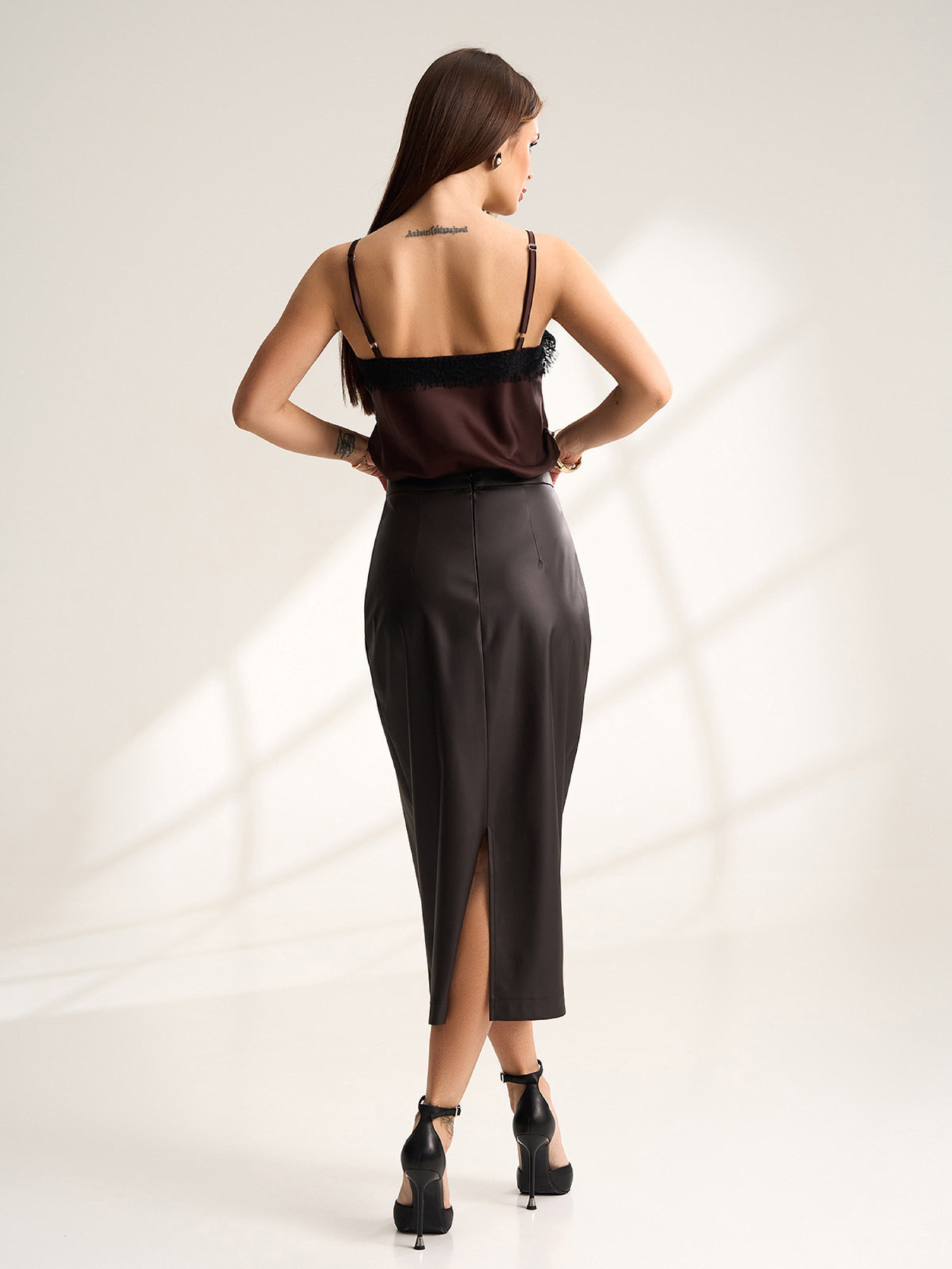 Юбки модель 15531_темно-коричневый Юбки модель 15531_темно-коричневый Фото