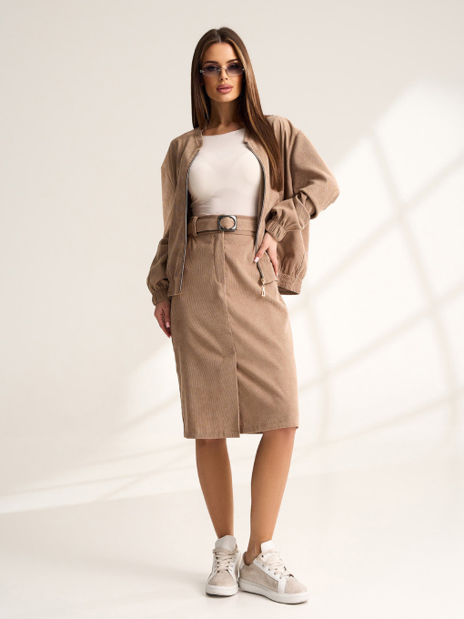 Спідниця міді ISSA Plus модель 15533Y_бежевый Фото