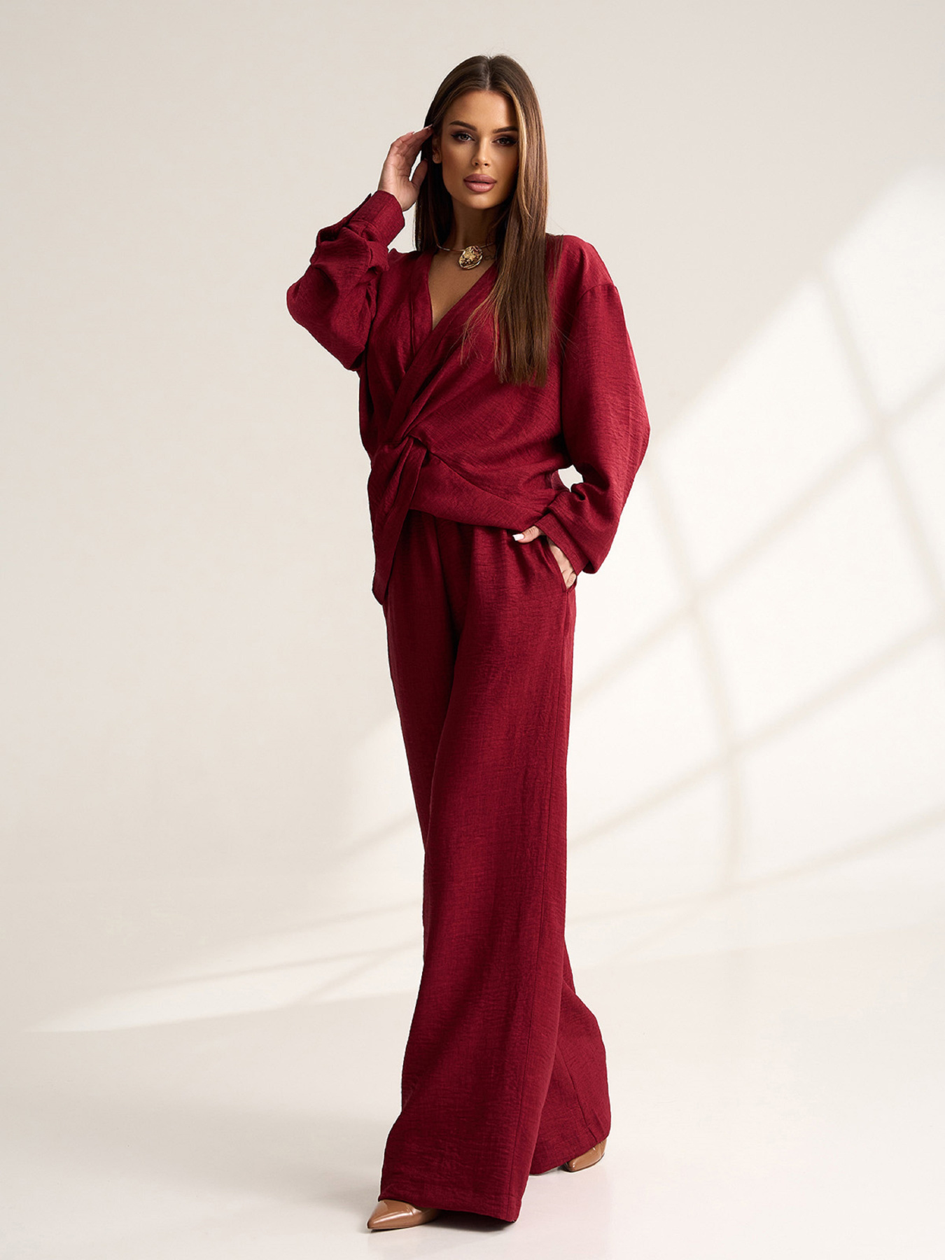 Повсякденний костюм ISSA Plus модель 15534_темно-бордовый Фото