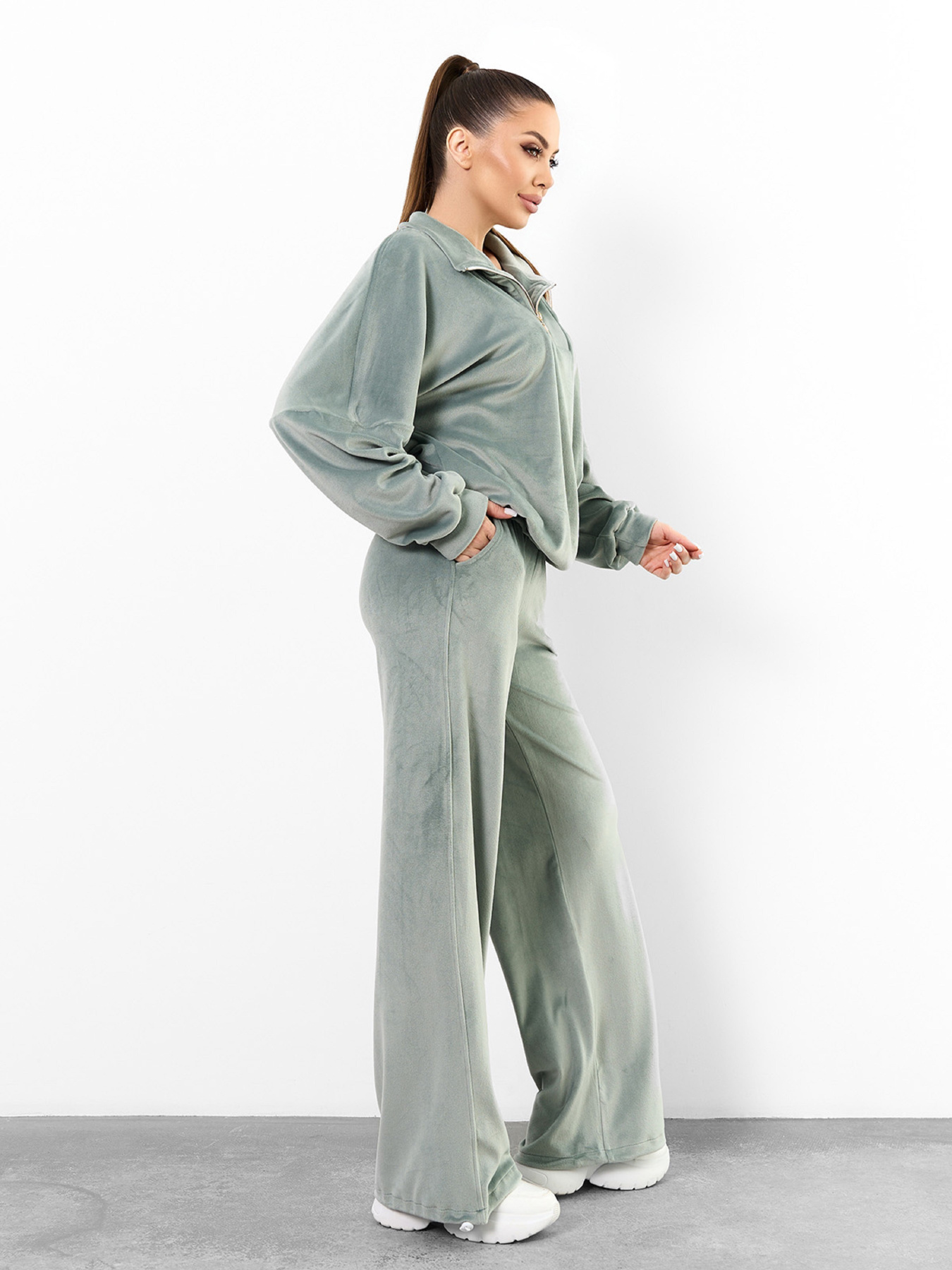 Жіночі костюми модель 15537_оливковый Фото