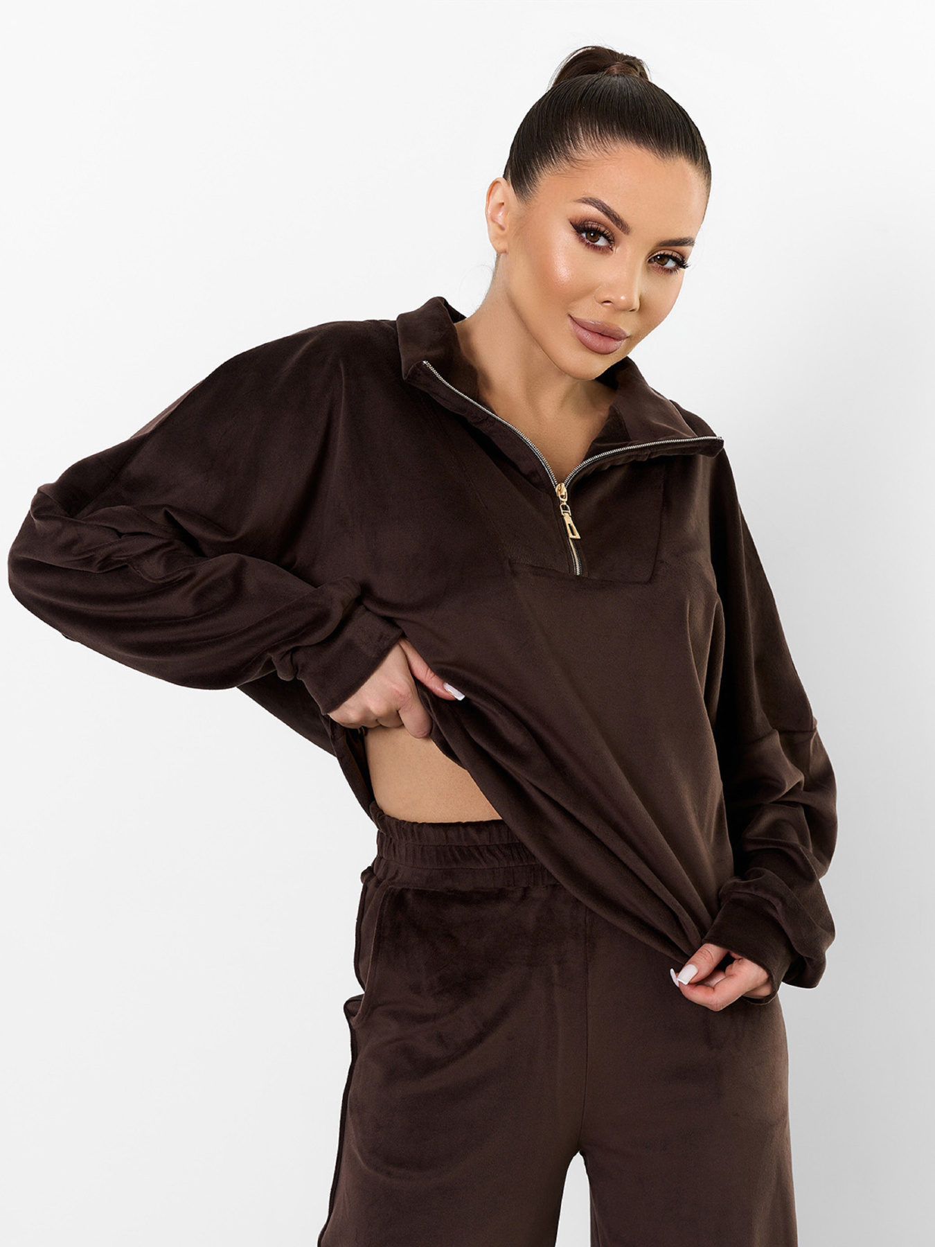 Жіночі костюми модель 15537_темно-коричневый Фото