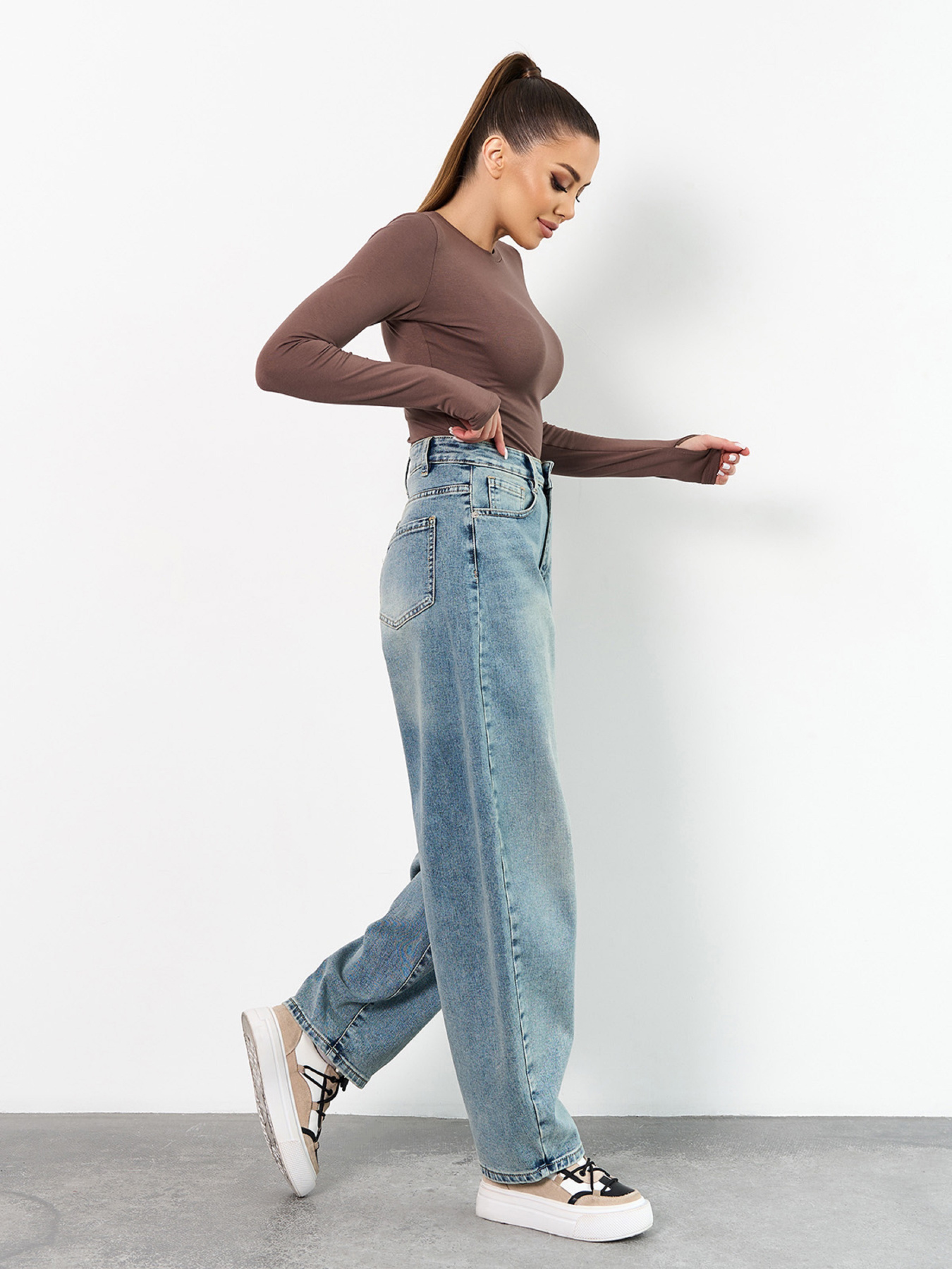 Широкі джинси ISSA Plus модель WN20-730_голубой Фото