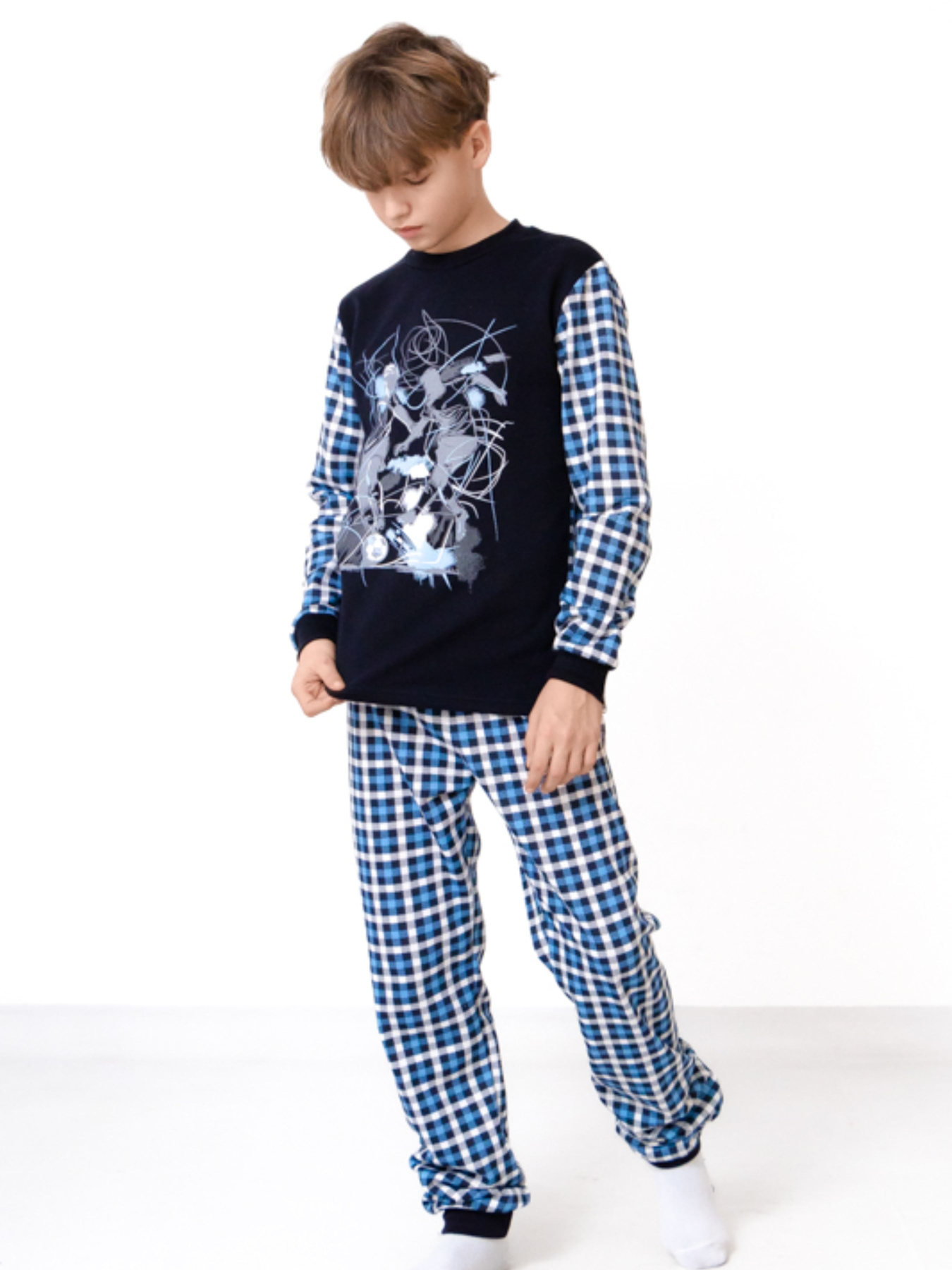 Утеплена піжама для хлопчика (кофта та штани) з малюнком, Блакитний Носи Своє (6076-024-33-1-2) модель 6076-024-33-1-2-futbol-kltinka-blakitnij-blij Фото