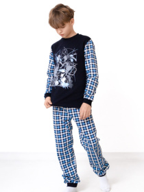 Утеплена піжама для хлопчика (кофта та штани) з малюнком, Блакитний Носи Своє (6076-024-33-1-2) модель 6076-024-33-1-2-futbol-kltinka-blakitnij-blij Фото