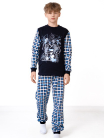 Утеплена піжама для хлопчика (кофта та штани) з малюнком, Блакитний Носи Своє (6076-024-33-1-2) модель 6076-024-33-1-2-futbol-kltinka-blakitnij-blij Фото