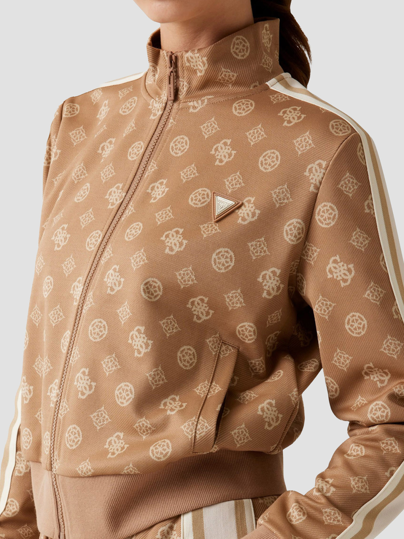 Женская бежевая спортивная кофта с узором модель V5YQ07.K0282;FNDS Фото
