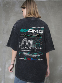Жіноча Виварена Оверсайз Футболка Without Washed З Принтом AMG Black модель 8056129 Фото