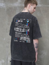 Чоловіча Виварена Оверсайз Футболка Without Washed З Принтом BMW Black модель 8056130 Фото
