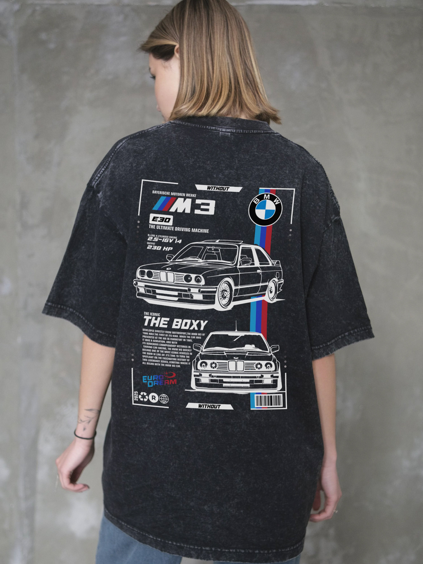 Жіноча Виварена Оверсайз Футболка Without Washed З Принтом BMW Black модель 8056131 Фото