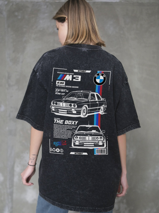 Жіноча Виварена Оверсайз Футболка Without Washed З Принтом BMW Black модель 8056131 Фото