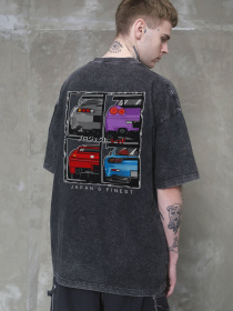 Чоловіча Виварена Оверсайз Футболка Without Washed З Принтом Cars Black модель 8056132 Фото