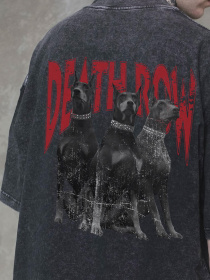 Чоловіча Виварена Оверсайз Футболка Without Washed З Принтом Deathrow Black модель 8056134 Фото