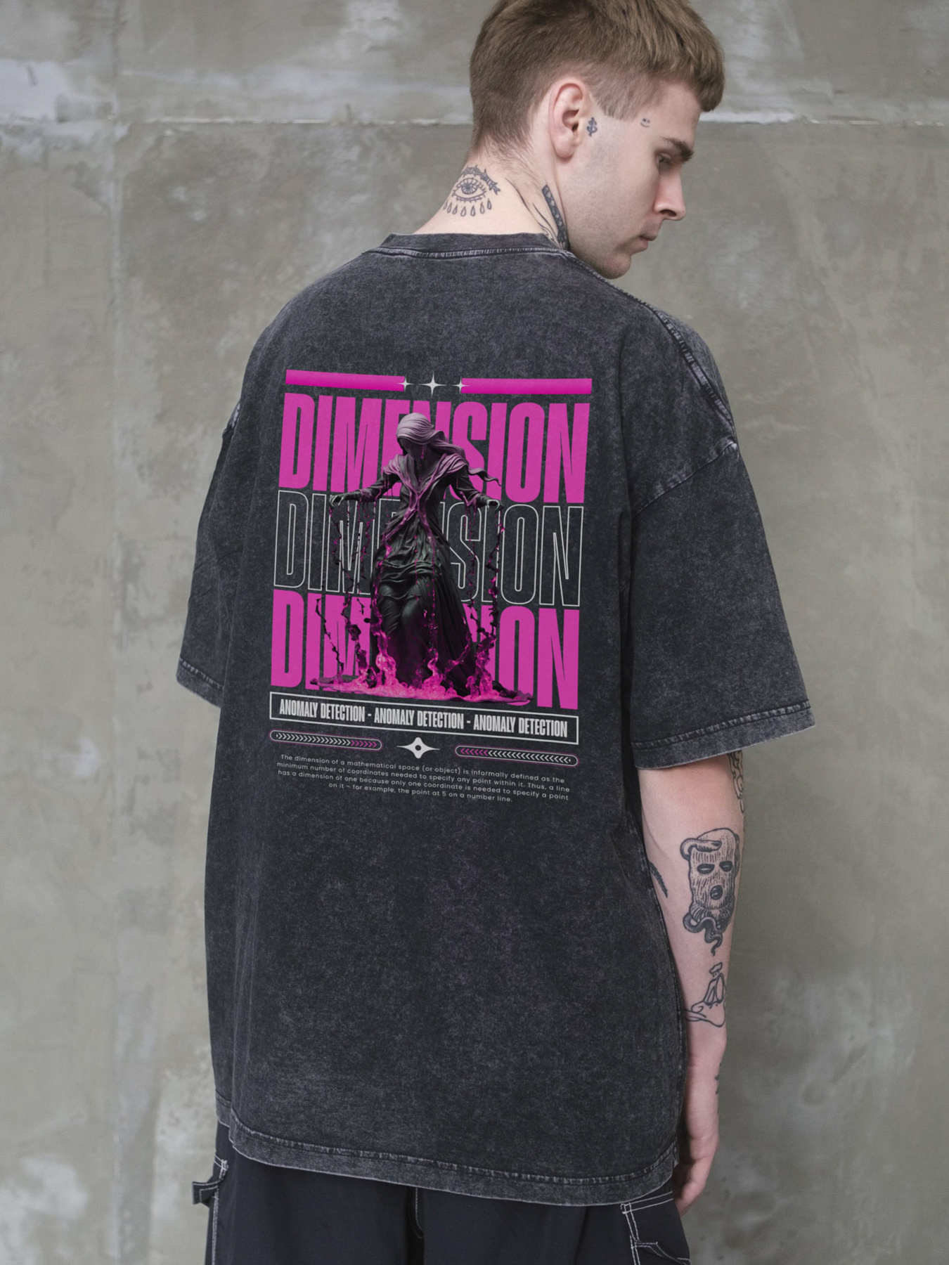 Чоловіча Виварена Оверсайз Футболка Without Washed З Принтом Dimension Black модель 8056136 Фото