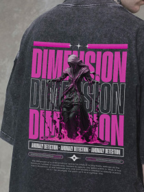 Чоловіча Виварена Оверсайз Футболка Without Washed З Принтом Dimension Black модель 8056136 Фото