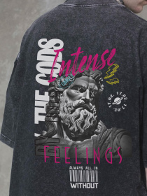 Чоловіча Виварена Оверсайз Футболка Without Washed З Принтом Feelings Black модель 8056140 Фото