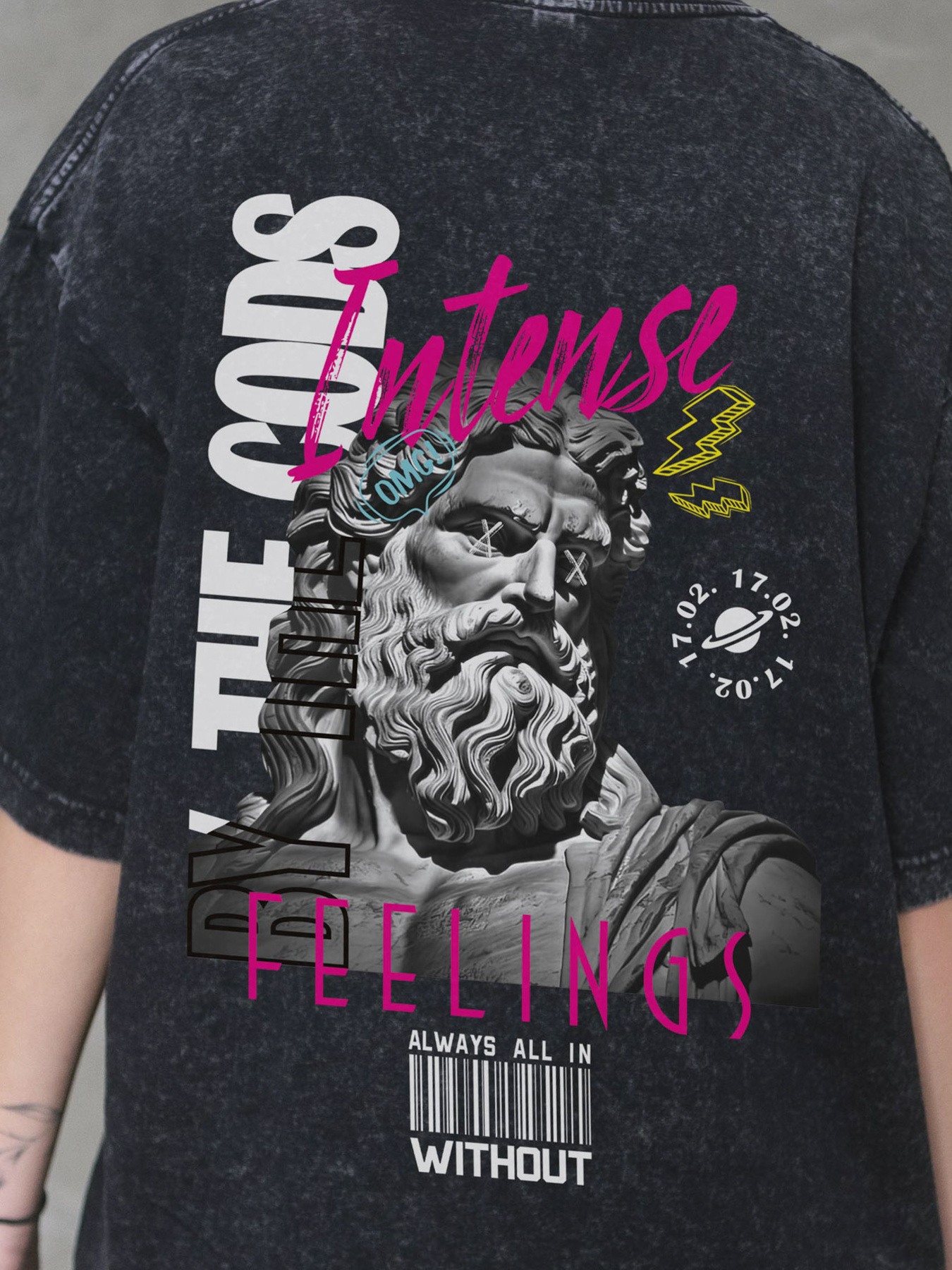 Жіноча Виварена Оверсайз Футболка Without Washed З Принтом Feelings Black модель 8056141 Фото